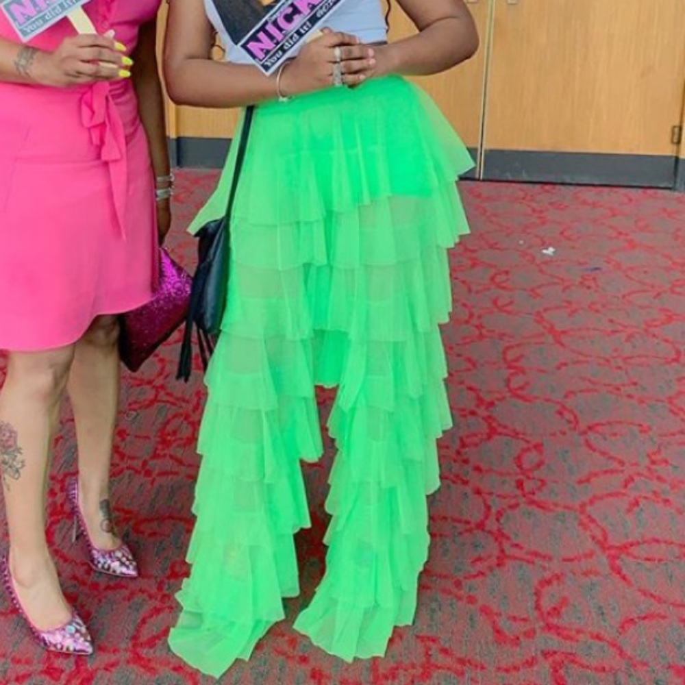 Neon green baddie tulle pants